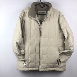 LIZ CLAIBORNE L TAN FLEECE JACKET WATER REPELLENT